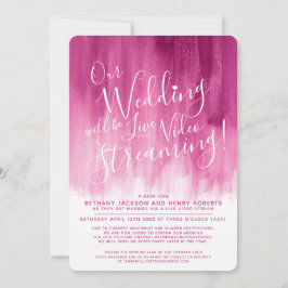 Red rosa abstrakt art live streaming bröllop inbjudningar