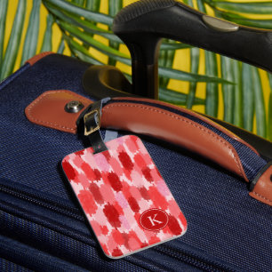 Red Rosa Abstrakt Brushstrokes Mönster Monogram Bagagebricka