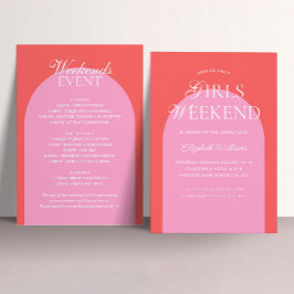 Red Rosa Arch Girls Helg Bachelorette Party Inbjudningar