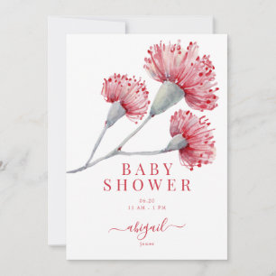 Red & Rosa Australian Blommigt Baby Shower Inbjudningar