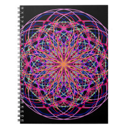 Red Rosa Black Kaleidoscope Mandala Art Anteckningsbok Med Spiral