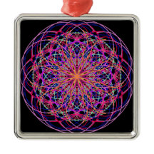 Red Rosa Black Kaleidoscope Mandala Art