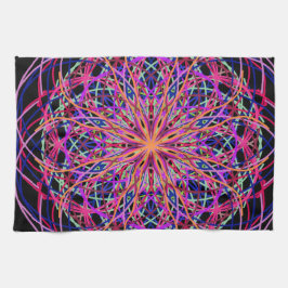 Red Rosa Black Kaleidoscope Mandala Art Kökshandduk