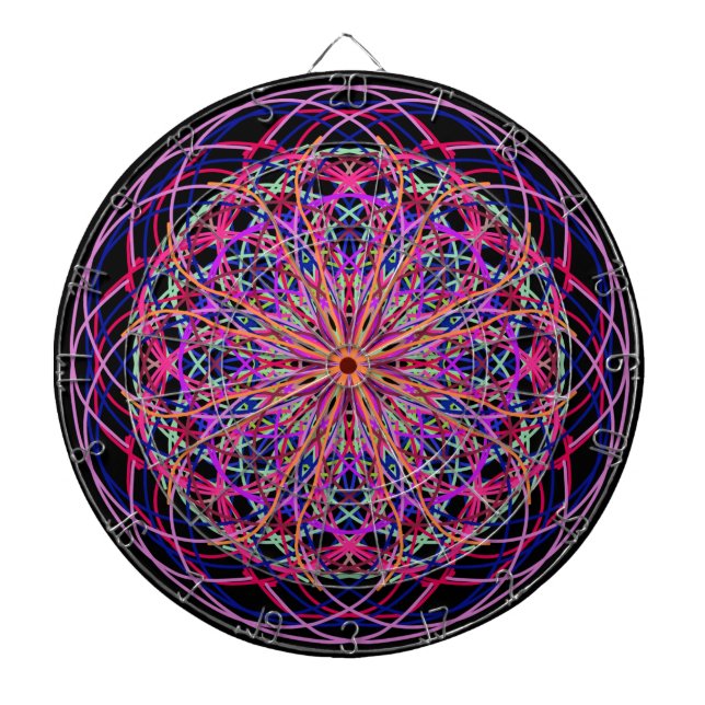 Red Rosa Black Kaleidoscope Mandala Art Piltavla (Framsidan)