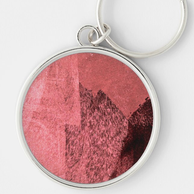 Red rosa Black kärlek inspirerade till abstrakt må Rund Silverfärgad Nyckelring (Framsidan)