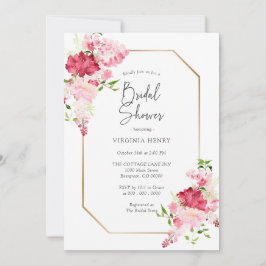 Red Rosa Blommigt Inbjudningskort för möhippan