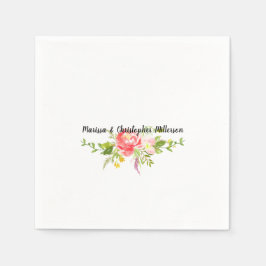 Red Rosa Blommigt Pappersservett