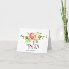 Red Rosa Blommigt Tack Kort