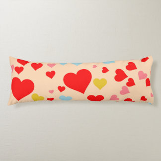 Red Rosa Blue Colorful Simple Heart Y2K Mönster Kroppskudde