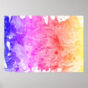Red Rosa Blue Lila Gult Modern Abstrakt Art Poster