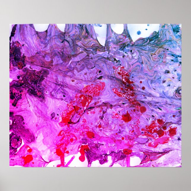 Red Rosa Blue Lila Modern Abstrakt Art Trendig Poster (Framsidan)
