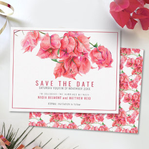 Red rosa bougainvillea blommigt art bröllop spara datumet