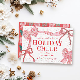 Red & Rosa Bows-Helgdag Julkort