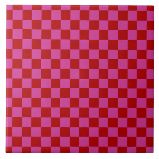 Red + Rosa Check Checkerboard Mönster Kakelplatta