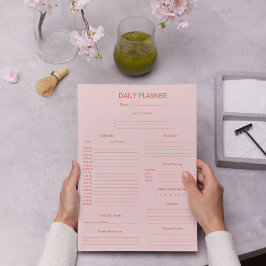 Red Rosa Daily Planner & Tracker Anteckningsblock