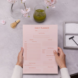 Red Rosa Daily Planner & Tracker Anteckningsblock