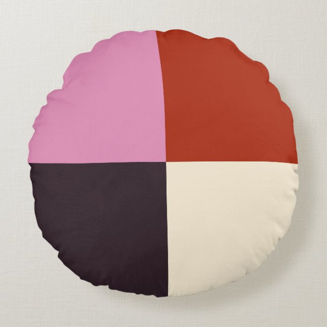 Red Rosa Eggplant Ivory Snyggt Rund Kudde (Framsidan)