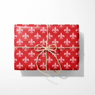Red & Rosa Fleur-de-Lis Presentpapper