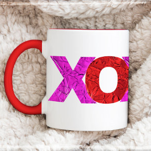 Red Rosa Foil XOXO Valentine Day Modern Bold Mugg