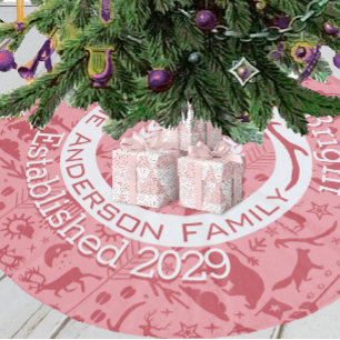 Red Rosa Forest jul-familjen Namn Reindeer Julgransmatta Fleece