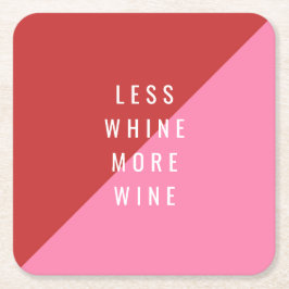 Red & Rosa FUNny Underlägg "Less Whine more Vin" Papper Kvadrat