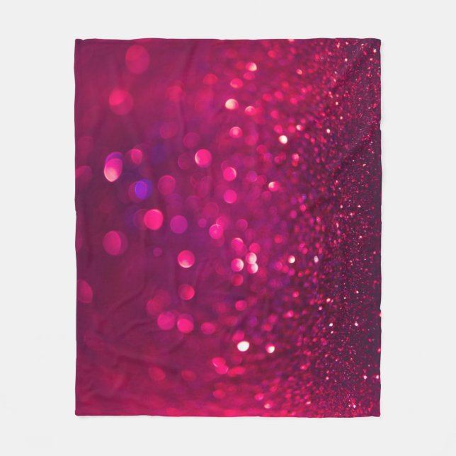 Red Rosa Glitter: Abstrakt Bokeh Fleecefilt (Framsidan)