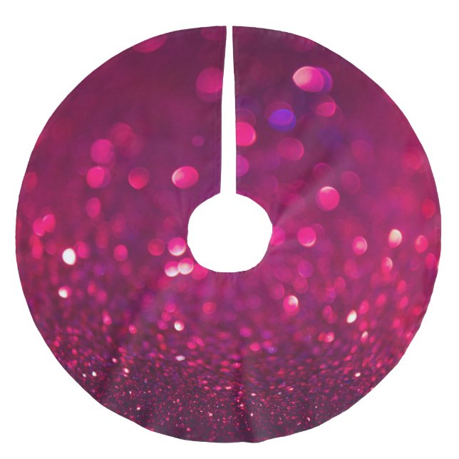 Red Rosa Glitter: Abstrakt Bokeh Julgransmatta Borstad Polyester (Framsidan)