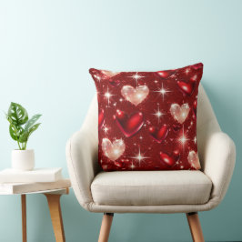 RED & ROSA GLITTER LOOK VALENTINE KÄRLEK HEARTS KUDDE