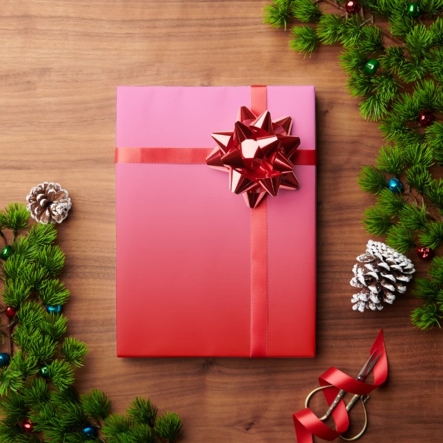 Red Rosa Gradient Ombré #2 Presentpapper (Julgåva)