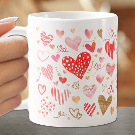 Red Rosa Guld Hearts Kaffemugg