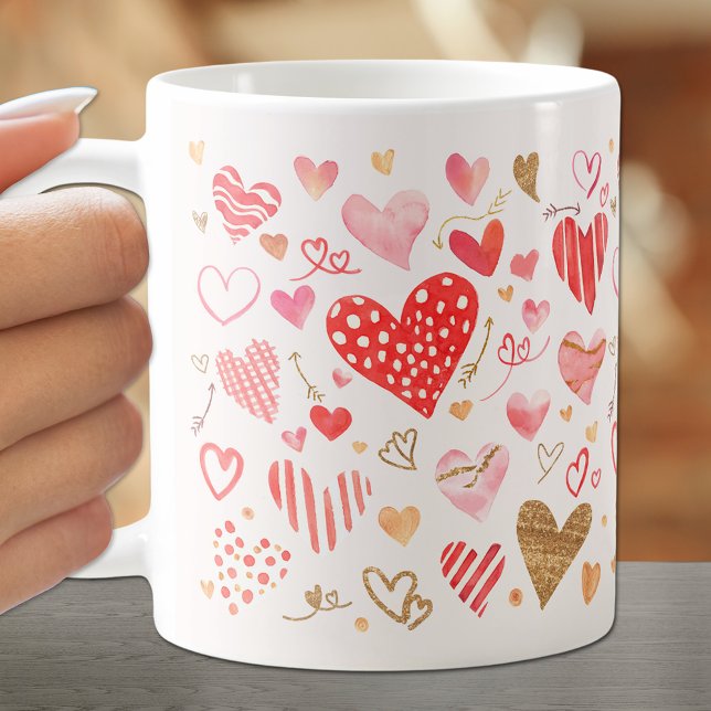 Red Rosa Guld Hearts Kaffemugg (Skapare uppladdad)