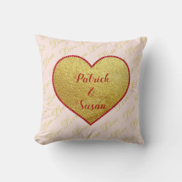 Red Rosa Guld Kärlek Heart Modern Valentines day Kudde