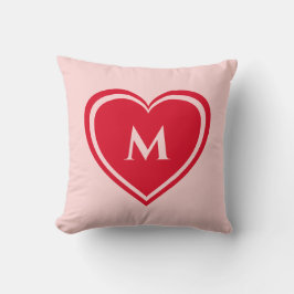 Red Rosa Heart Monogram Valentine's Day Kudde