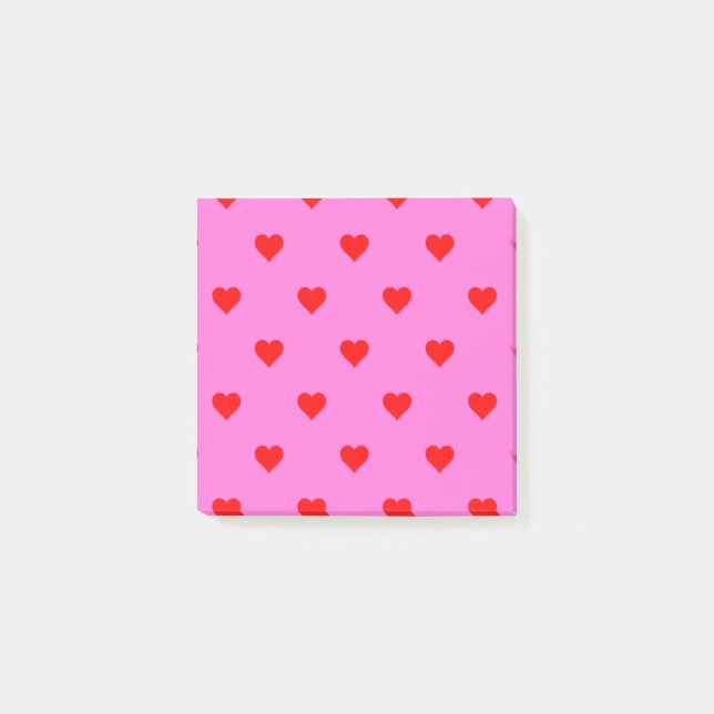 Red Rosa Heart Mönster Retro Chic Post-it Block (Framsida)