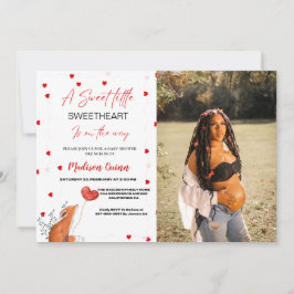 Red & Rosa Heart Valentine Baby Shower Inbjudningar