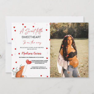 Red & Rosa Heart Valentine Baby Shower Inbjudningar