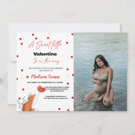 Red Rosa Heart Valentine Day Baby Shower Inbjudningar