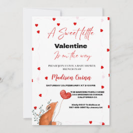Red Rosa Heart Valentine Day Baby Shower Inbjudningar