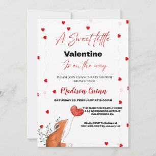Red Rosa Heart Valentine Day Baby Shower Inbjudningar