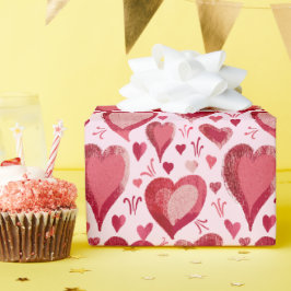 Red Rosa Hearts Mönster Teckning Valentine's Day Presentpapper