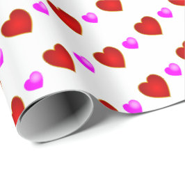 Red Rosa Hearts on WHITE Presentpapper