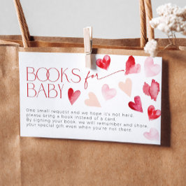 Red Rosa Hearts Valentine Bokar för Baby-begäran Tilläggskort