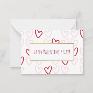 Red & Rosa Hearts Valentine Cards 100-pack Anteckningskort