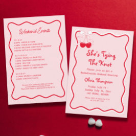 Red Rosa Hon Gifter sig Bachelorette Party Inbjudningar