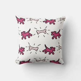 Red Rosa Hund och Bone Graffiti Stil Pillow 1 Kudde