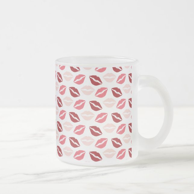 Red Rosa Kiss Me Kisses Läppar Valentine Day Gifts Frostad Glasmugg (Höger)