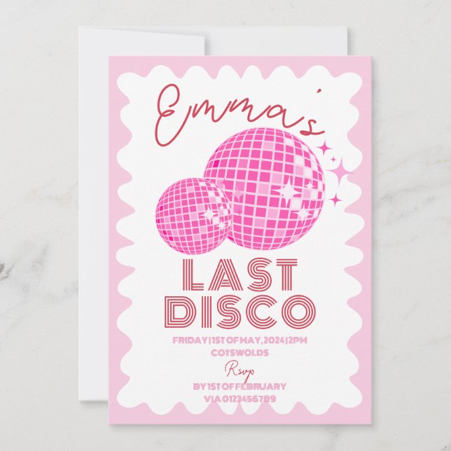 Red Rosa Last Disco Hen Party Helg Itinerary Inbjudningar (Framsida)