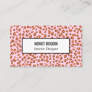 Red Rosa Leopard Modern Anpassningsbar Animal Prin Visitkort