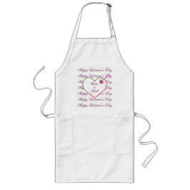 Red Rosa Lila Heart Cute Modern Valentines day Långt Förkläde