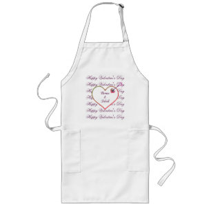 Red Rosa Lila Heart Cute Modern Valentines day Långt Förkläde